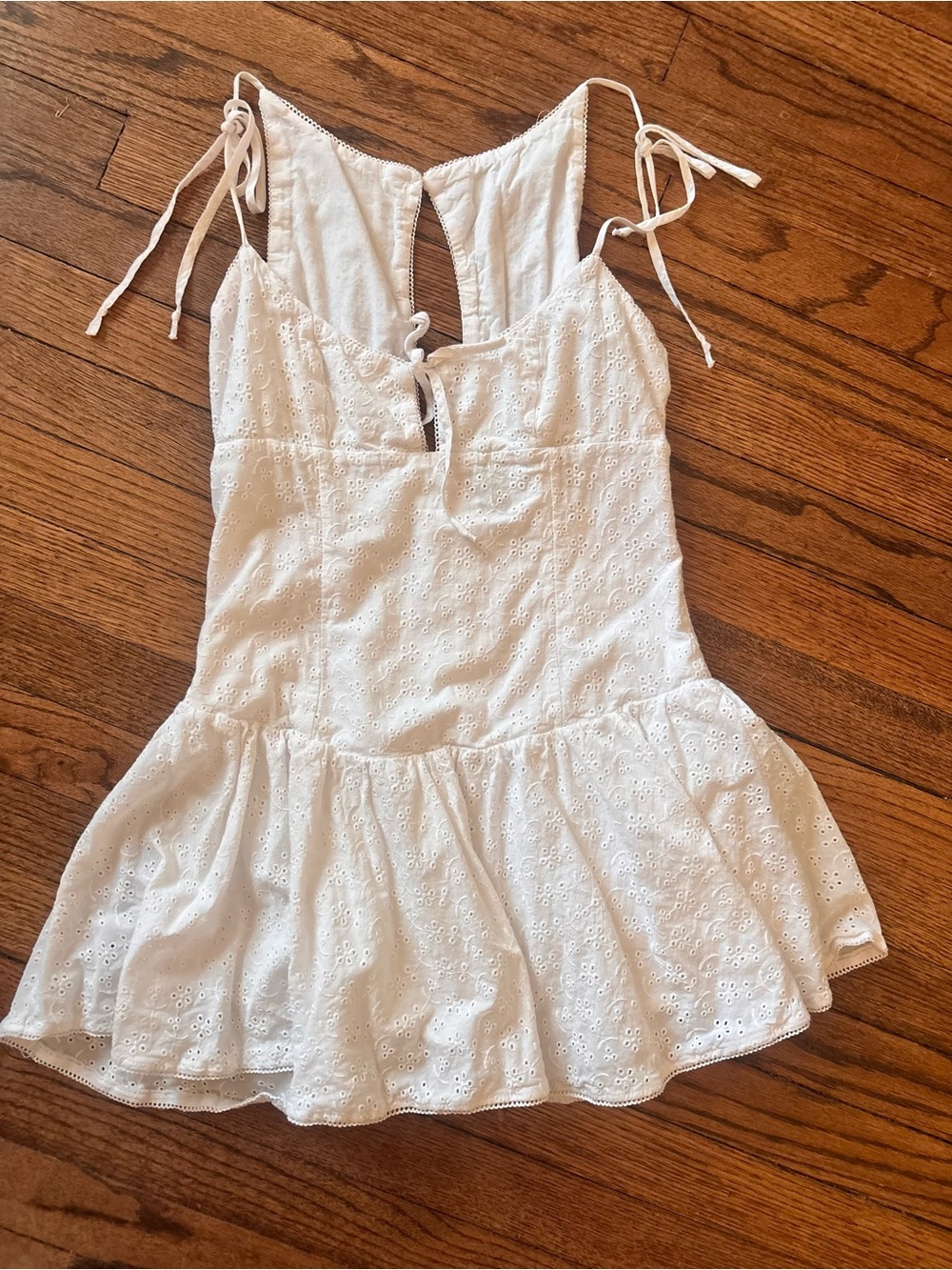White Eyelet Tie-Strap Sundress